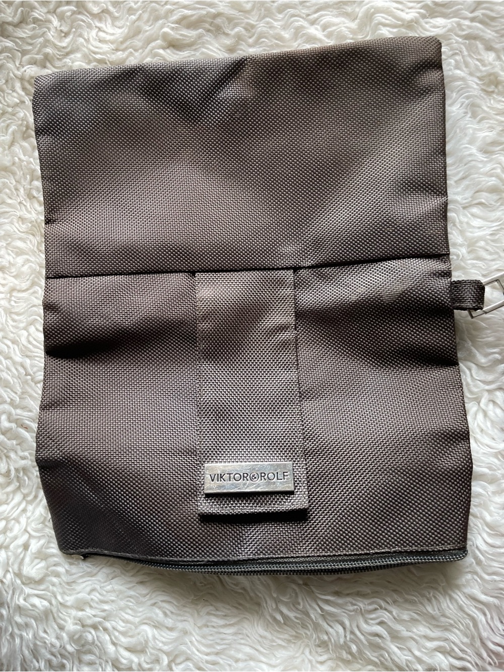 Viktor & Rolf Gray  Fold Over Clutch Makeup Travel Wristlet Bag